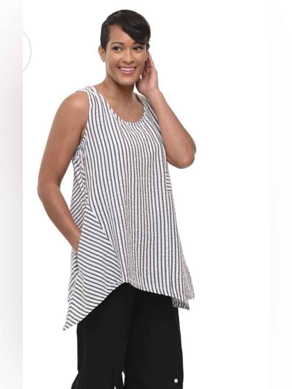 Tulip Siesta Tunic Top In Murphy Seersucker Stripe